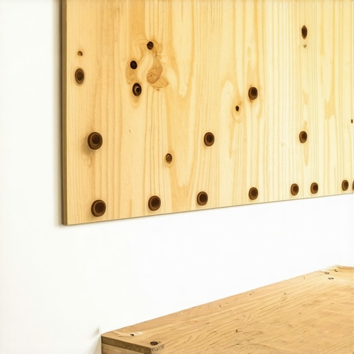 Installing a recessed structural plywood plate in wall studs A worker securing a thick plywood plate between wall studs to reinforce a mudroom bench installation.