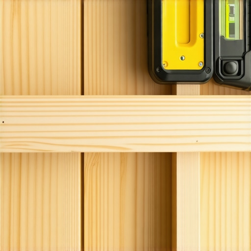 A wooden ledger board leveled against a wall for a mudroom bench installation.