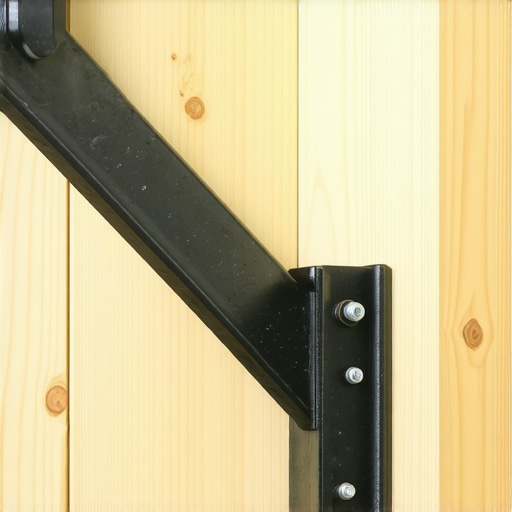 Structural steel cantilever bracket bolted to wall studs