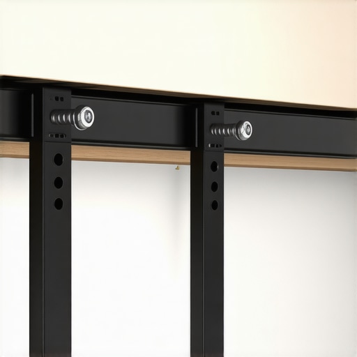 Horizontal steel rail mounted to studs for garage shelf reinforcement