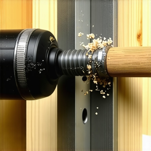 High-torque impact driver driving a structural screw into a steel reinforcement bracket on a wooden stud.