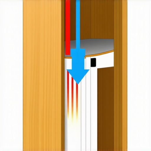 Cross-section of a custom cabinet plenum showing how heat rises through a hidden vent channel behind shelves.
