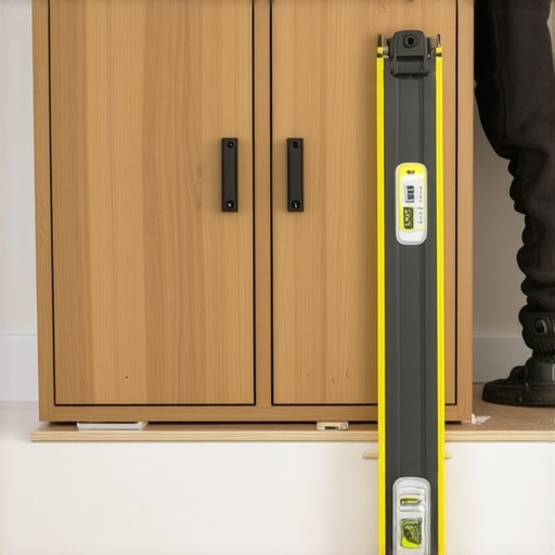 Close-up of wooden mudroom lockers being leveled with cedar shims against a textured drywall wall.