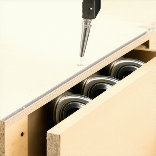 Close-up of professional drawer slide maintenance using high-quality lubricant.