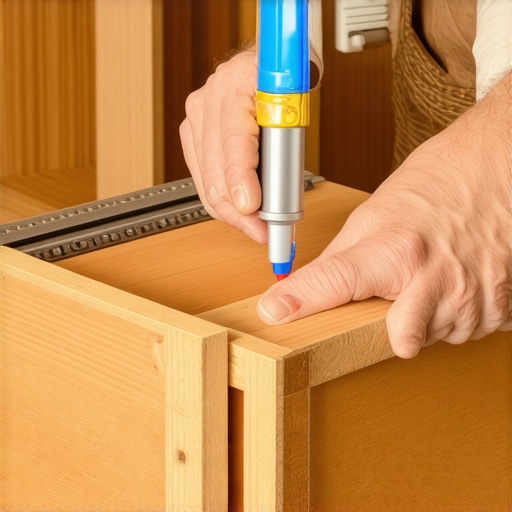 Maintaining Heavy Duty Drawer Hardware Man lubricating drawer slides with PTFE spray