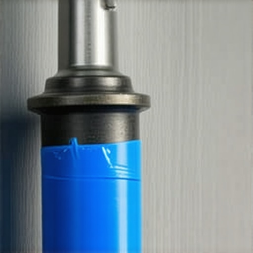 Drill bit with blue tape marker for measuring concrete hole depth