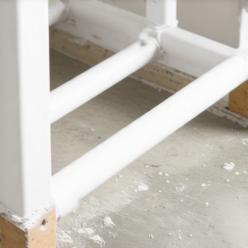 A craftsman assembling a rot-proof PVC sub-base for basement cabinetry to prevent moisture damage.
