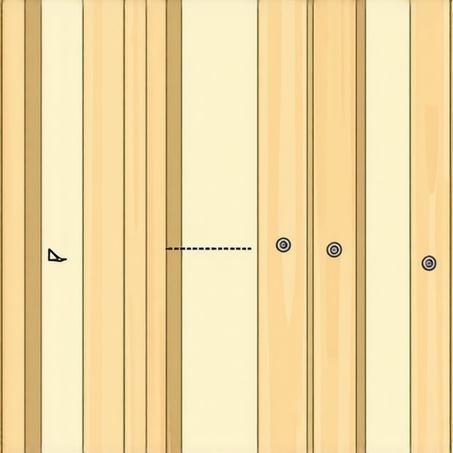 Close-up of a plywood ledger board secured to garage studs for heavy mounting.