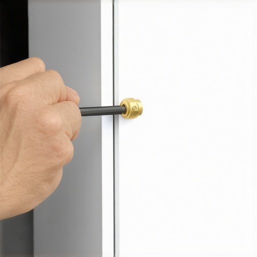 Precision Scribing Tool in Action Professional woodworker scribing a cabinet to a textured wall for a perfect fit.