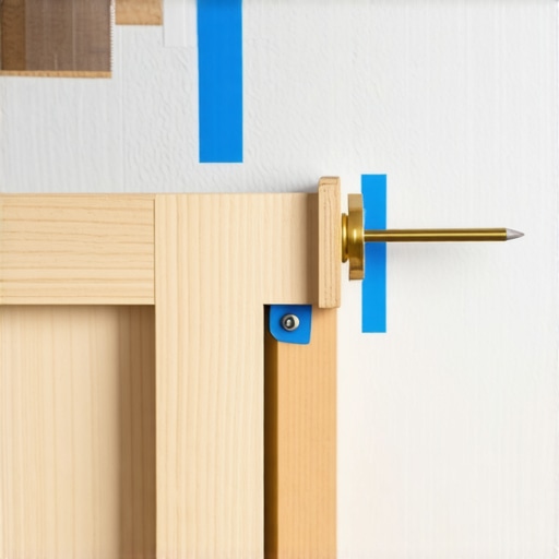Woodworker using a specialized scribing tool to mark a line on a cabinet face frame against a textured wall.