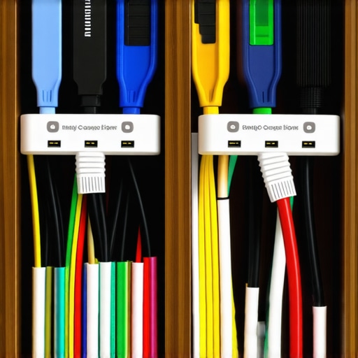 Organized cable cavity with Velcro ties and labels