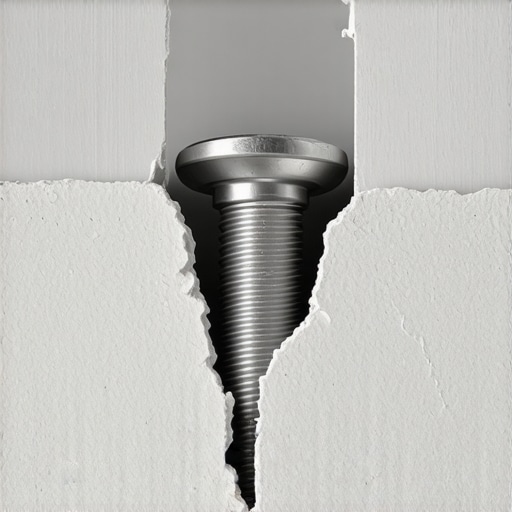 Close-up of a metal toggle bolt properly expanded behind drywall without crushing the internal core.