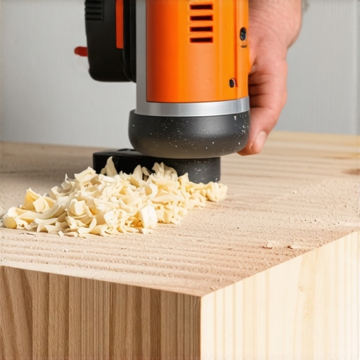 Close-up of a carpenter back-beveling a cabinet panel to fit against an uneven wall.