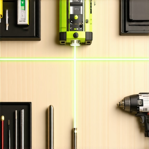 Professional laser level and impact driver for custom cabinetry installation