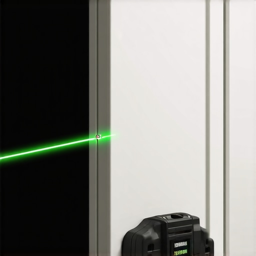 Professional Laser Level for Mudroom Installation Close-up of a green laser level being used to align custom mudroom lockers