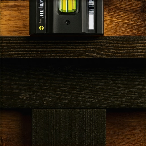 High-quality spirit level on a heavy timber mantel showing precision alignment.