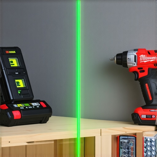 Laser level and impact driver used for securing custom built-in cabinets to hollow walls.