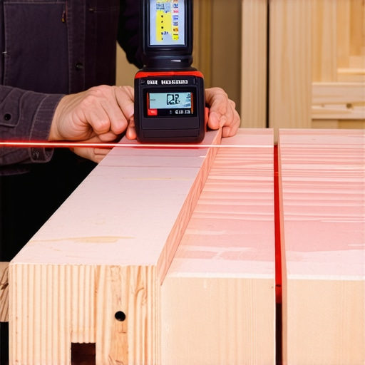 Professional Tools for Cabinet Installation Carpenter using a digital angle finder and laser level for precise cabinet installation.