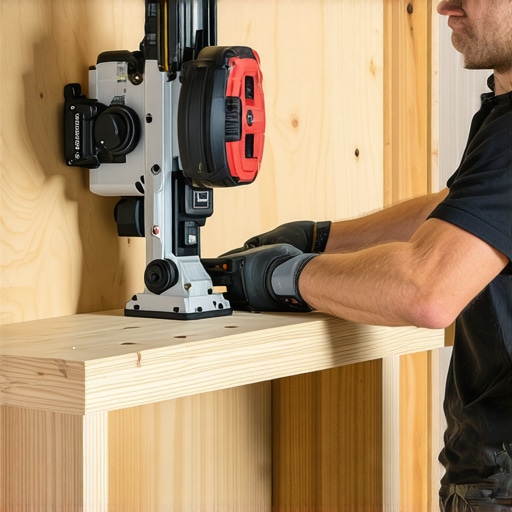 High-end carpentry tools being used for built-in installation over radiant heat floors