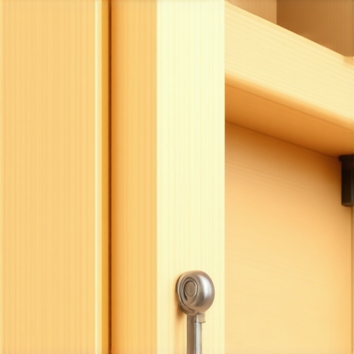Close up of metal drawer slides on a wood cabinet showing precision gaps.