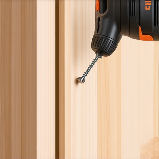 High-torque impact driver securing a wooden cabinet cleat