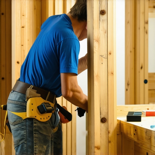 Structural wood blocking installed between wall studs to support a heavy bathroom vanity.