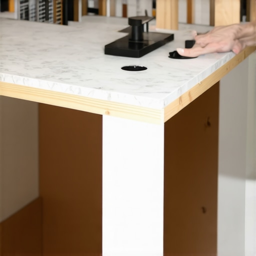 Professional reinforcement of a bathroom vanity frame using wood blocking and steel brackets.