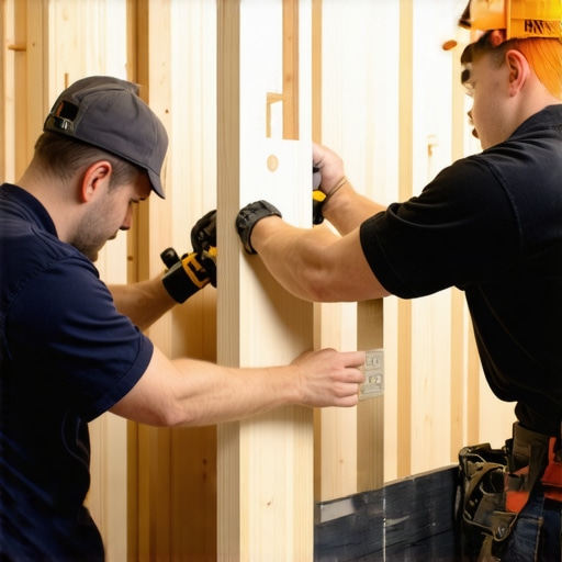 Hidden steel plate reinforcement inside a wooden vanity cabinet