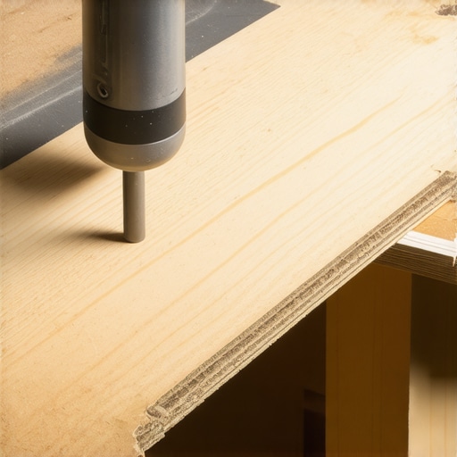 Close-up of a router carving a channel into plywood for a hidden steel support plate.