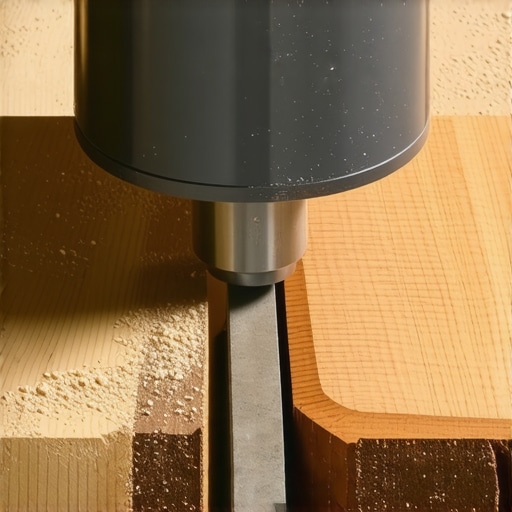 A woodworking router carving a channel for internal steel ribbing in a desk slab.