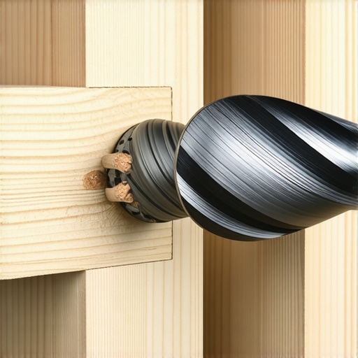 Close-up of a Vix bit ensuring perfect hardware alignment during a pantry installation.