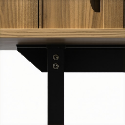 Installing a steel C-channel bracket to the underside of a wooden console to prevent sagging.