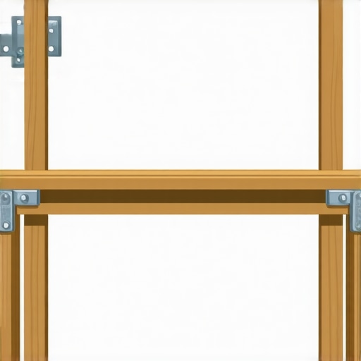 Diagram of a heavy-duty steel bracket mounting a floating bench to wall studs through drywall.