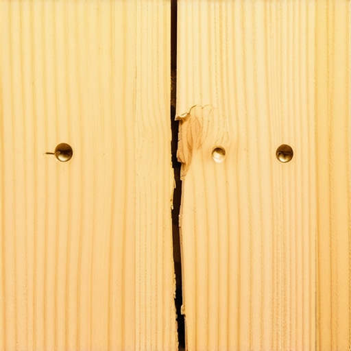 Close up of a cracked wall stud due to too many screws being drilled too close together