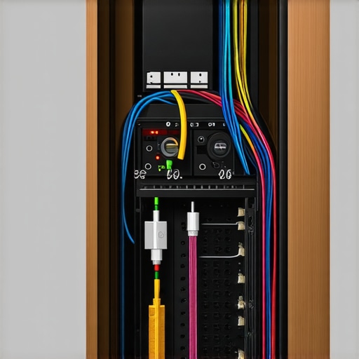 Internal diagram showing a 4-inch service cavity for wires and power bricks inside a custom desk cabinet.
