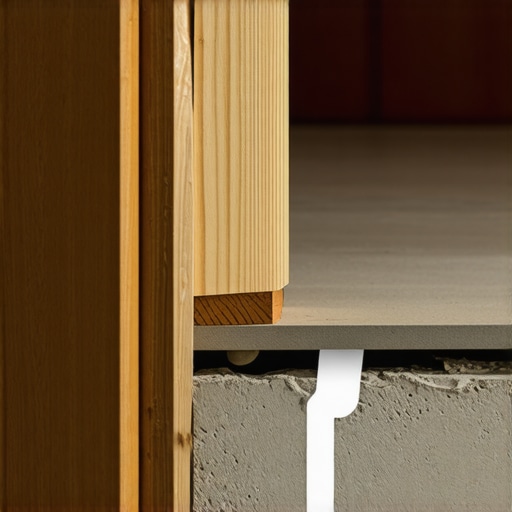 A detailed view of a moisture-proof cabinet base with a weep hole for vapor escape.
